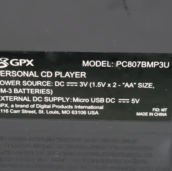 GPX PC807BMP3U Personal Portable MP3/CD Player NO ACCESSORIES INCLUDED/WORKING. - Picture 3 of 6